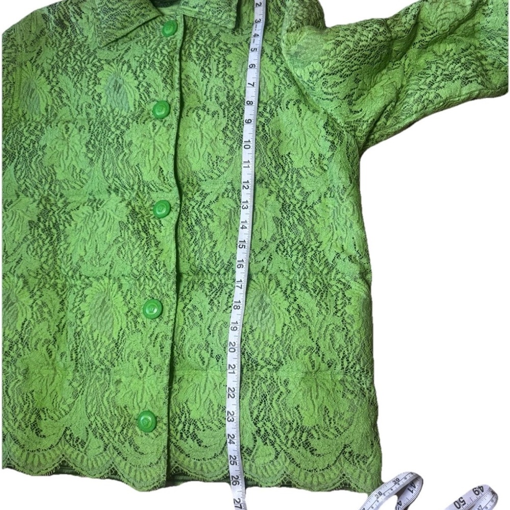 Gorgeous Vtg 1996 Gianni Versace Lime Green Lace Goose Down Puffer Jacket S/M - Picture 9 of 16